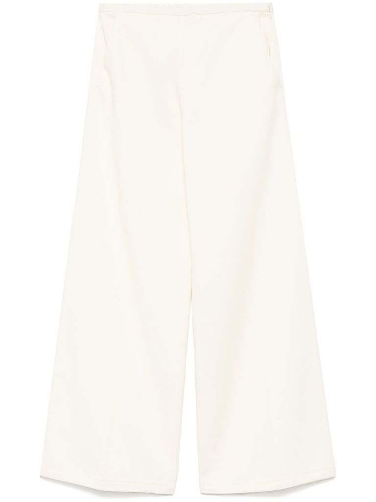 Forte Forte Wide-leg Cotton Trousers With Elastic Waistband In Beige