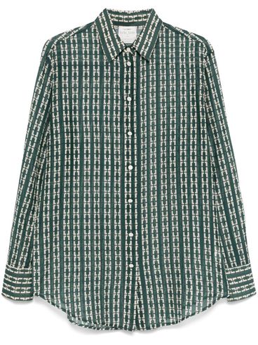 FORTE FORTE - Green shirt with all-over geometric design