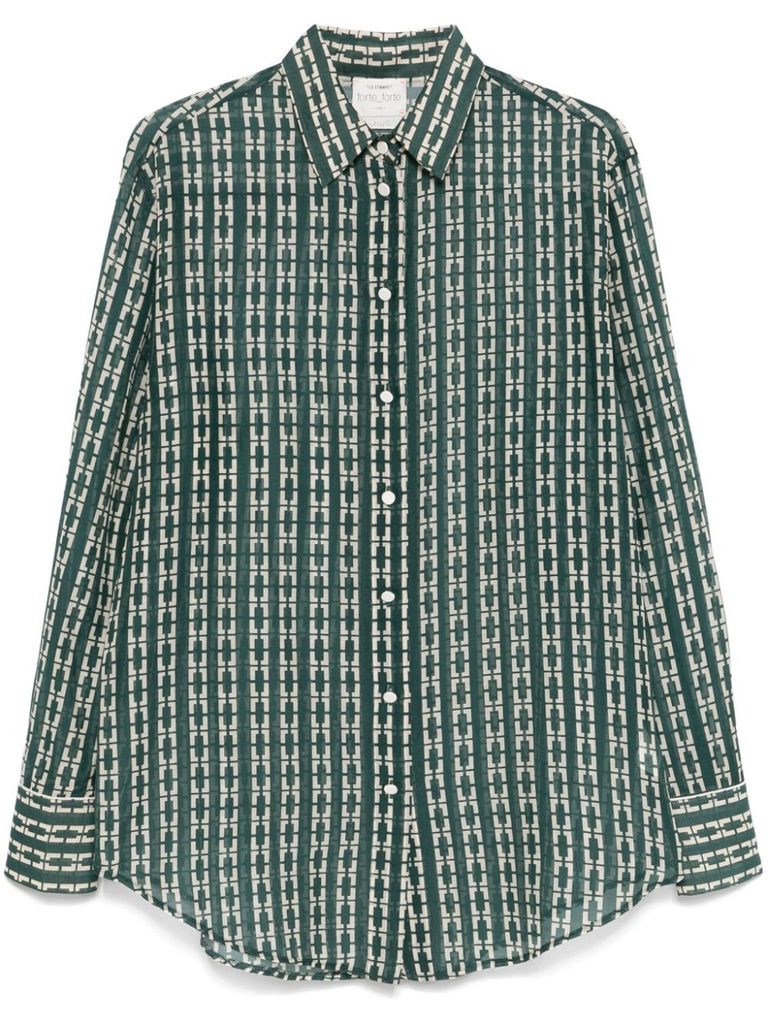 Forte Forte Geometric-print Shirt In Green