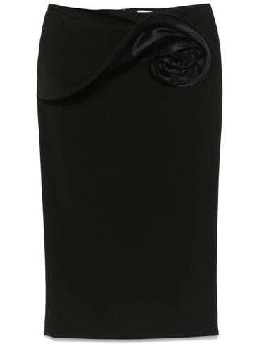 MAGDA BUTRYM - Black skirt with ruched rose detail