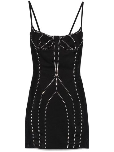 THE ATTICO - Black dress embellished with rhinestones