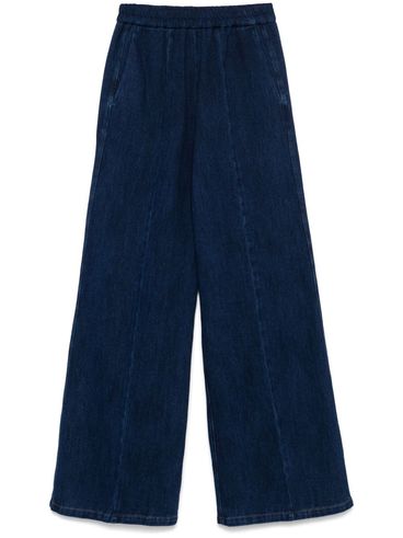 FORTE FORTE - Pantaloni blu notte con gamba ampia