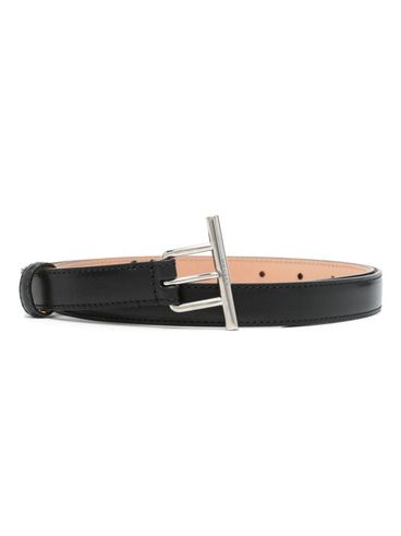 ALEXANDER McQUEEN - Black leather belt with silver buckle