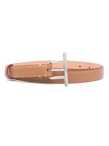 ALEXANDER McQUEEN - Beige leather belt with silver buckle