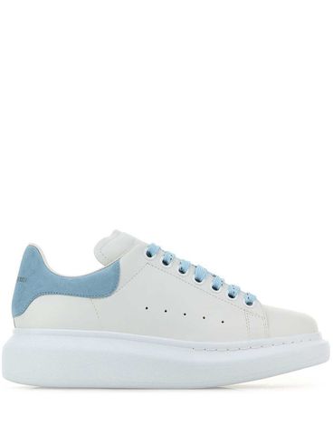 ALEXANDER McQUEEN - Oversize sneakers in white and light blue calf leather