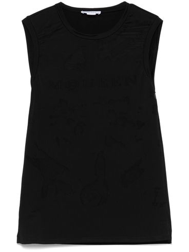 ALEXANDER McQUEEN - Black t-shirt with transparent inserts