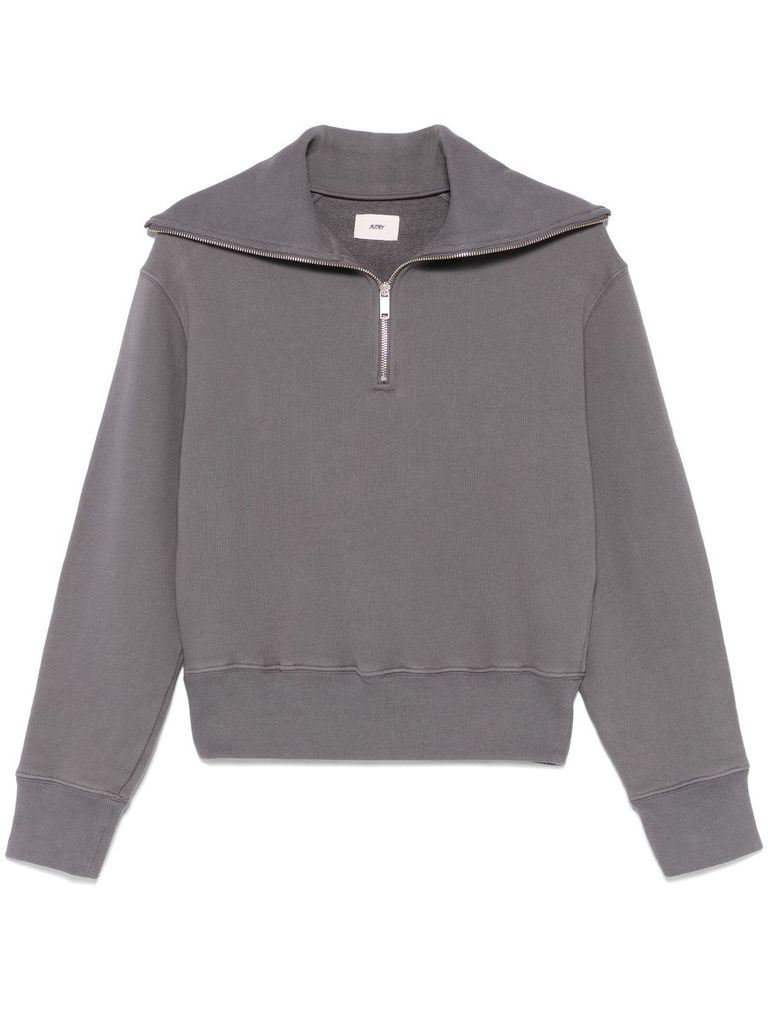 Autry Gray Cotton Sweatshirt With Zip In Grey