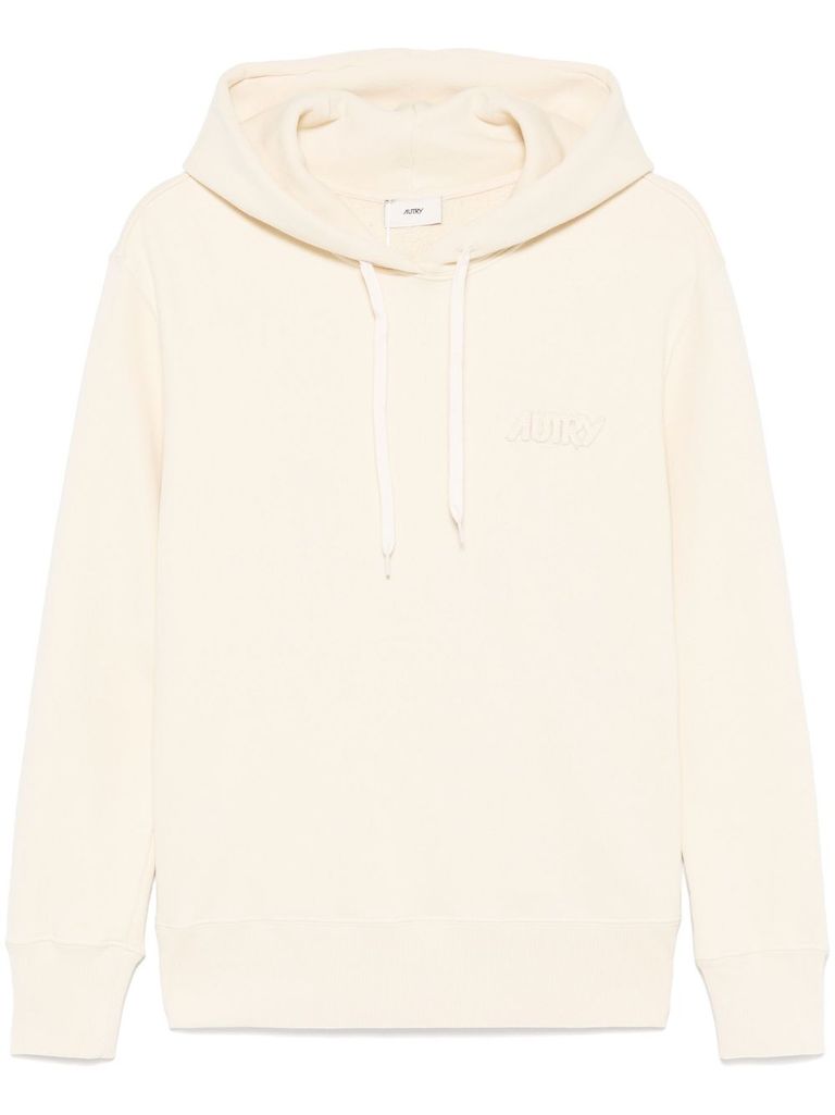 Shop Autry Beige Cotton Sweatshirt With Hood And Logo Embroidery