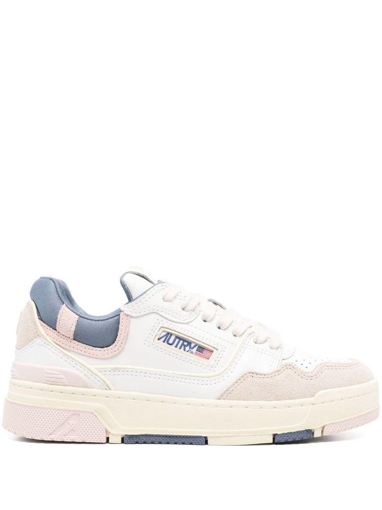 Autry Clc Sneakers In Leather With Suede Inserts In White
