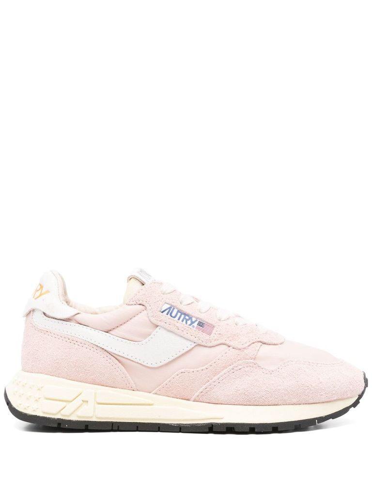 Autry Low Sneaker With Suede Panels And Rubber Sole In White