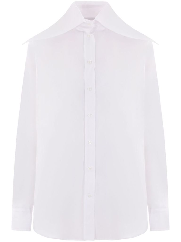 Alexander Mcqueen Cotton Shirt With Wide Collar In White