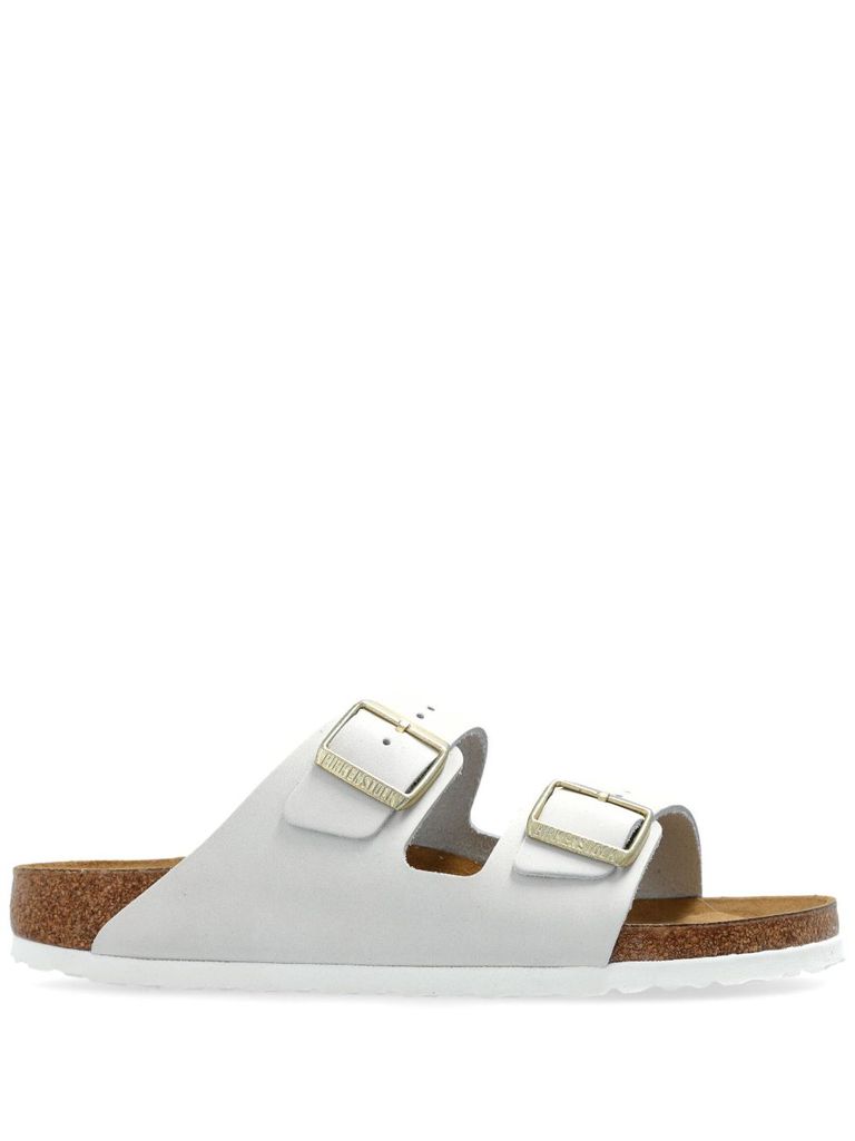 Birkenstock Arizona Birko-flor Triple White Narrow Fitting Sandals In White