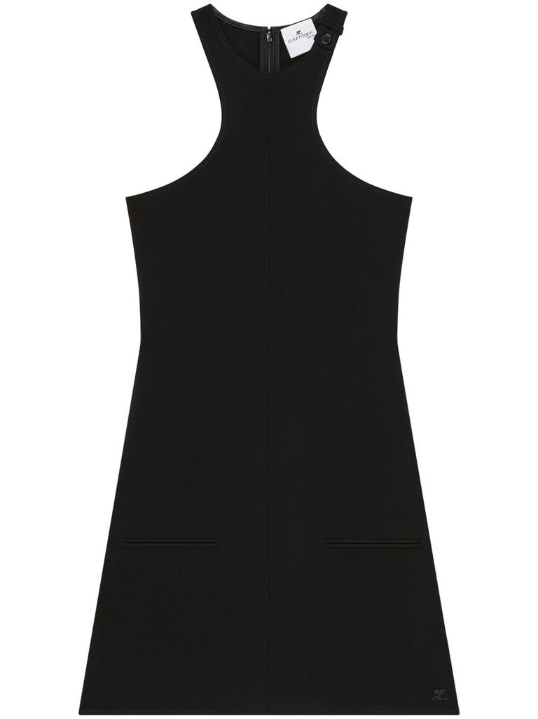 Shop Courrèges Black Short Dress With Geometric Design And Sleeveless
