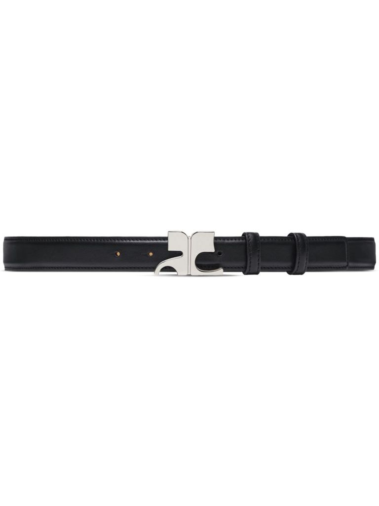 Shop Courrèges Black Belt With Logo Buckle