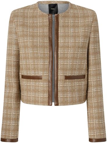 PINKO - Finale light brown tweed jacket with zipper