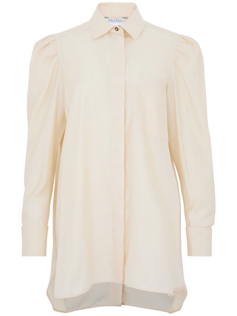 Max Mara Long Faraday Blouse In White Cotton In White