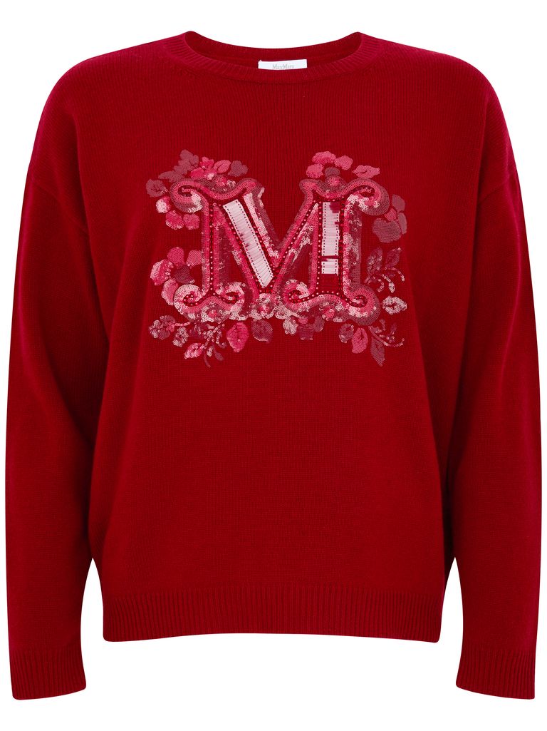 Max Mara Quota Red Wool Sweater Crew Neck In Red