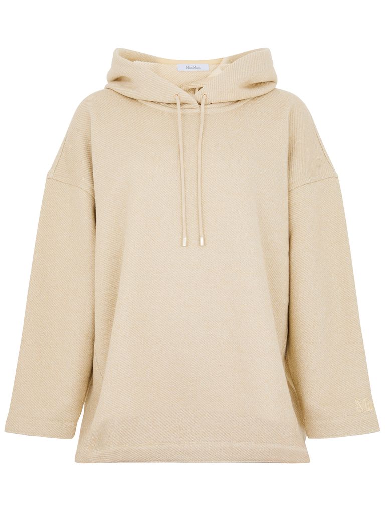 Max Mara Rally Beige Cotton Sweatshirt With Hood In Beige