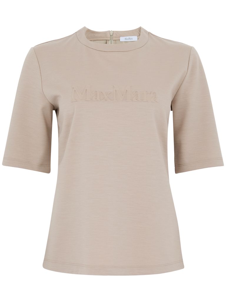 Max Mara Peter Beige Wool Sweater With Logo In Beige
