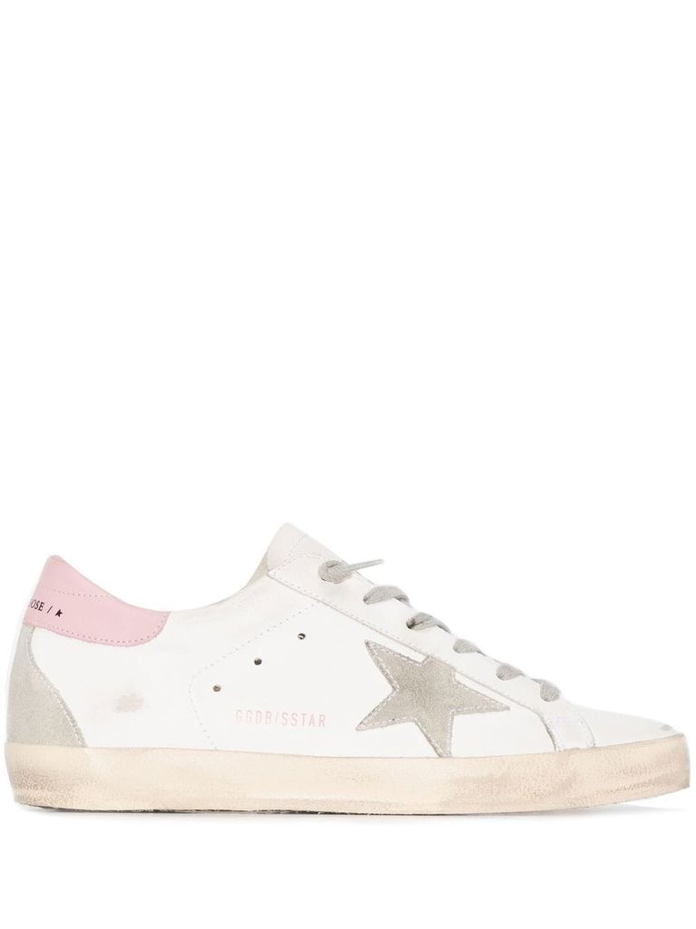 Shop Golden Goose Superstar Sneakers In Leather With Logo In White