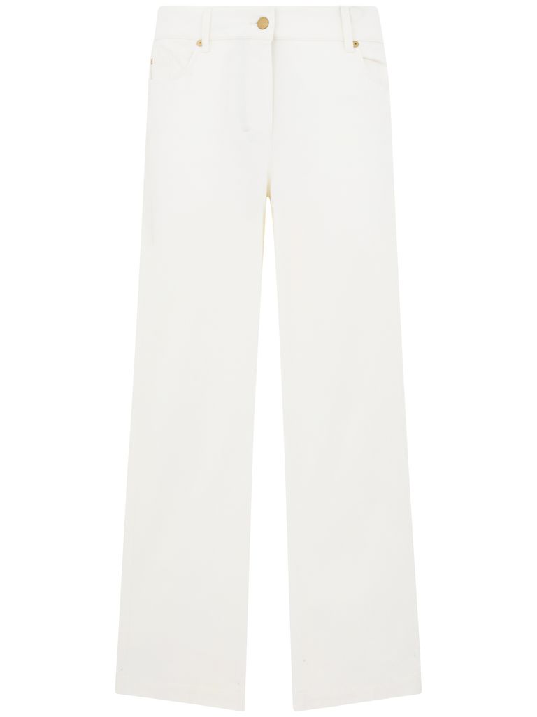 's Max Mara Marianna Flared Trousers In White Cotton In White