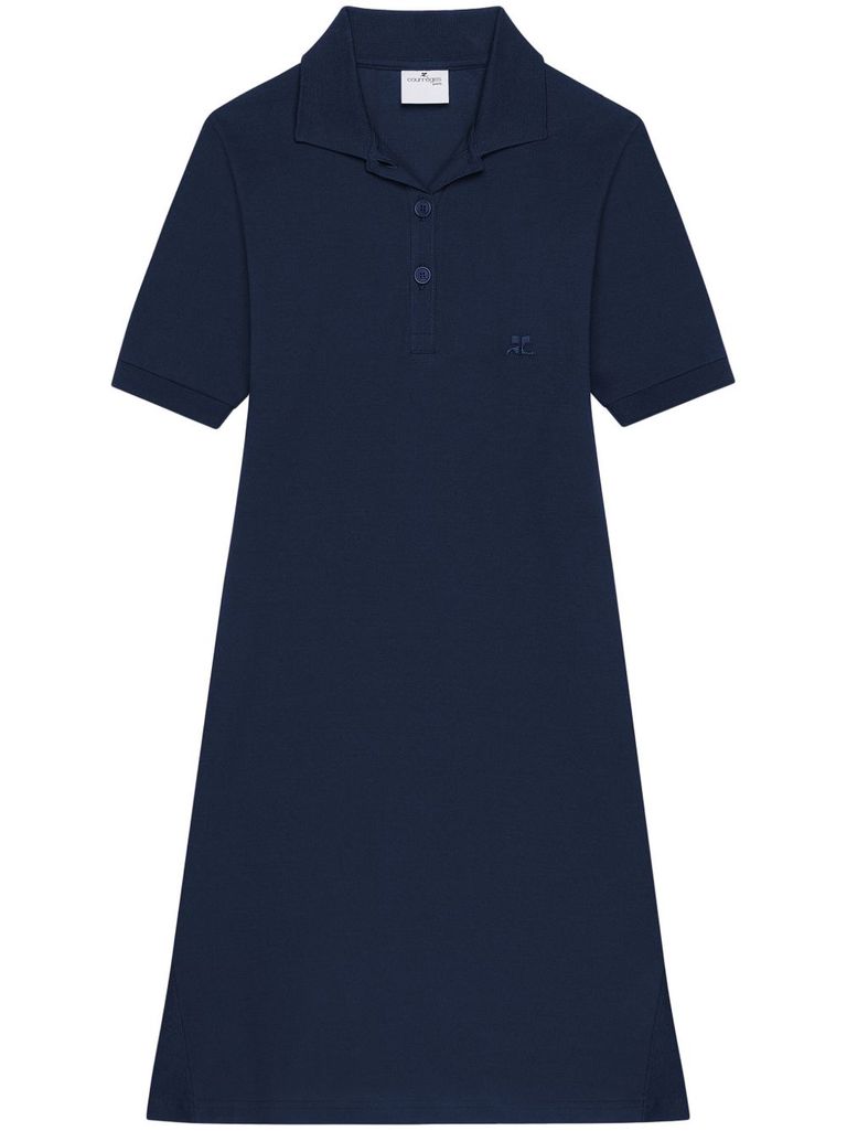 Courrèges Blue Navy Short-sleeve Mini Dress In Blue