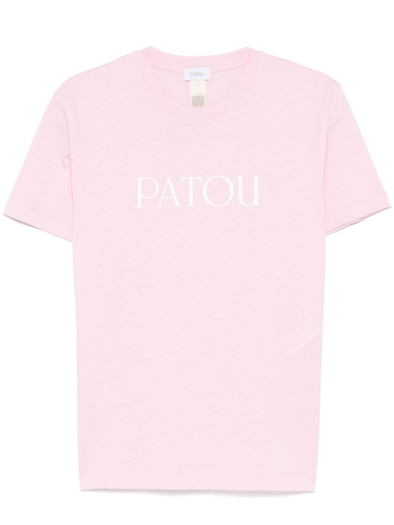Patou Cotton T-shirt With Bold Logo And Relaxed Fit In Pink