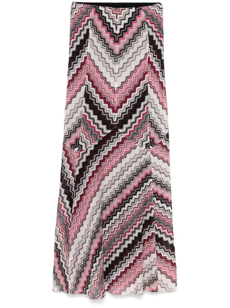 Missoni Multicolor Pink And Brown Long Skirt In Multicolour