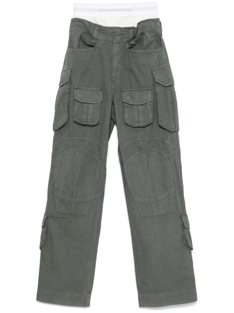 Alexander Wang Olive Green Multi-pocket Casual Pants In Green