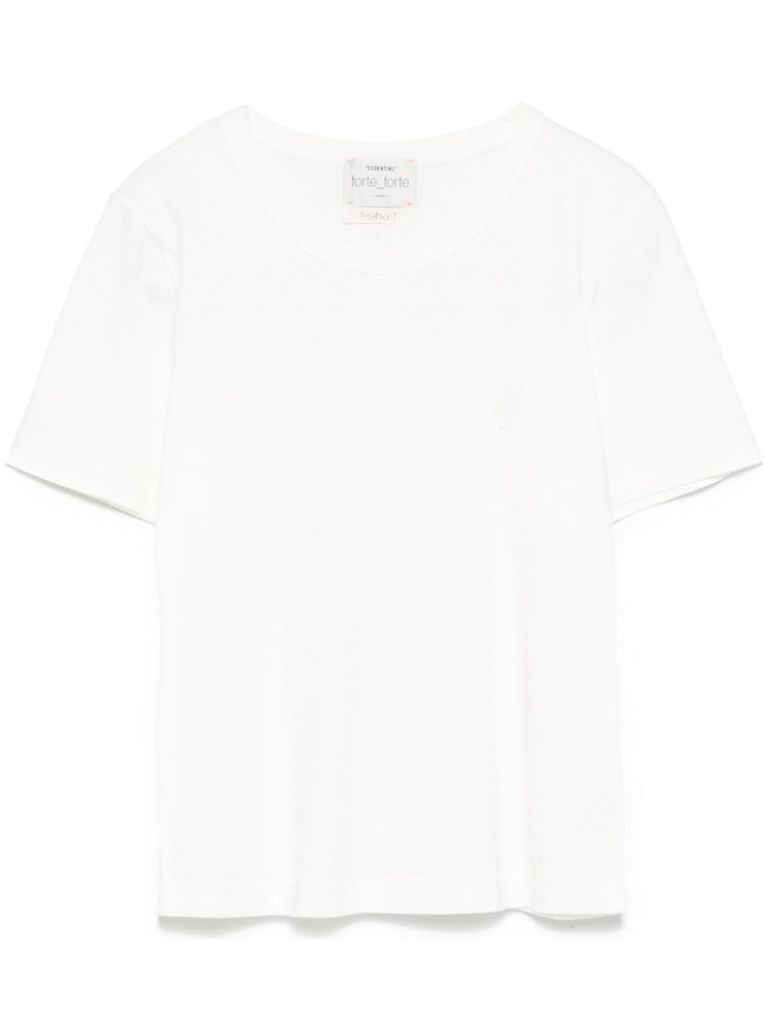 Shop Forte Forte Crochet Embroidery T-shirt In White