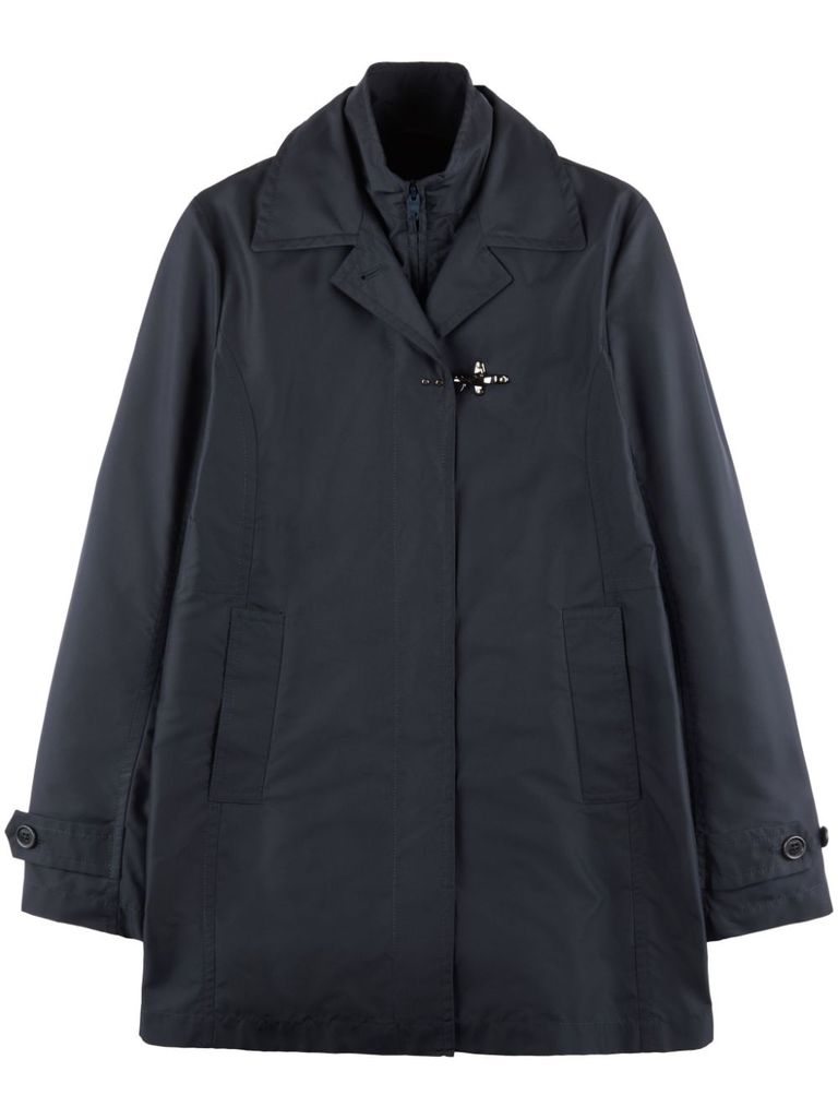 Fay Morning Coat In Technical Poplin In Blue