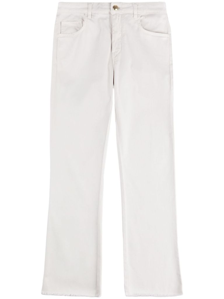 Fay Straight-leg Beige Pants With Flared Hem In Beige