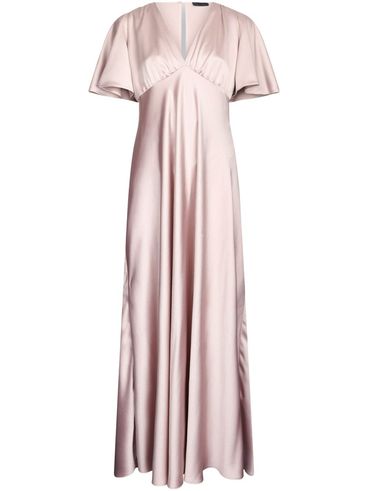 LIU JO - Long pink satin dress with a V-neck