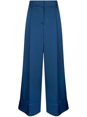 LIU JO - Wide-leg blue flared pants with a pressed crease