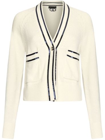 LIU JO - White cotton cardigan with blue trim