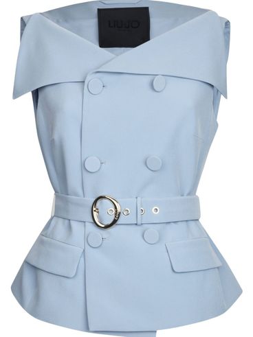 LIU JO - Light blue double-breasted vest with a belt