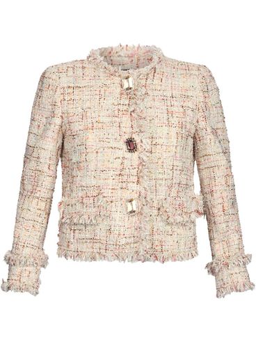 LIU JO - Beige woven blazer with jeweled buttons