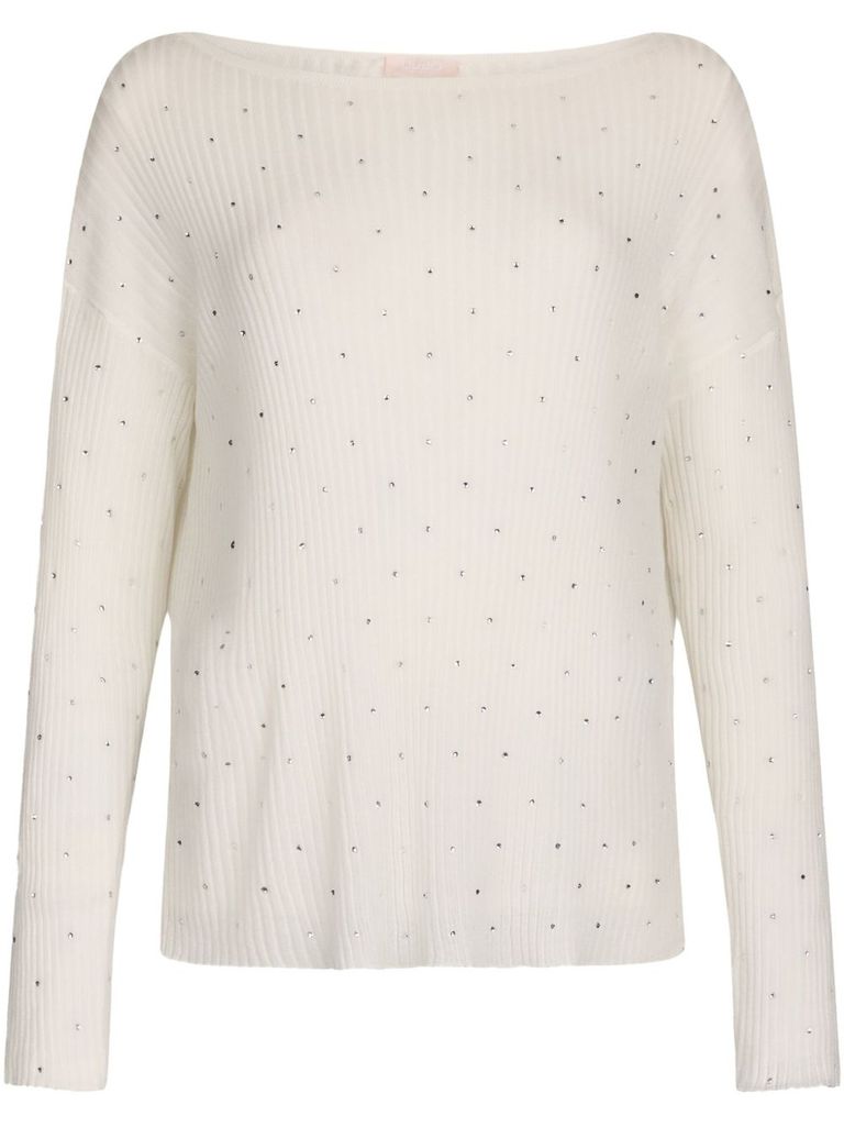 Liu •jo Liu Jo Ribbed White Sweater With Off-shoulder Neckline In White