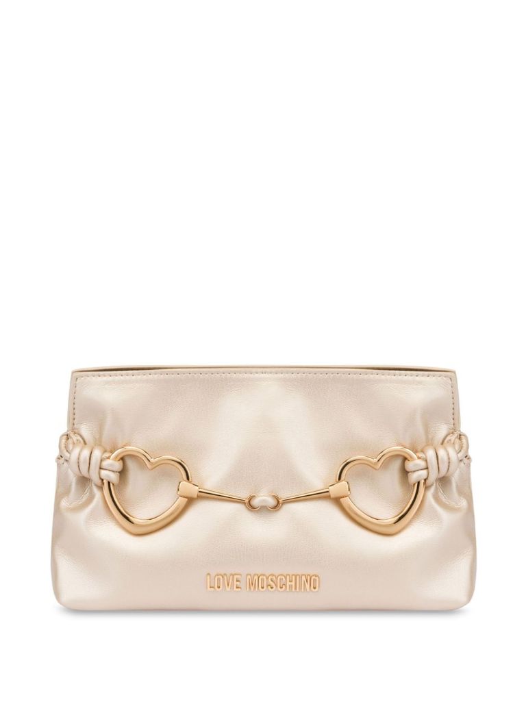 Love Moschino Gold Faux Leather Shoulder Bag With Chain Strap In Gold