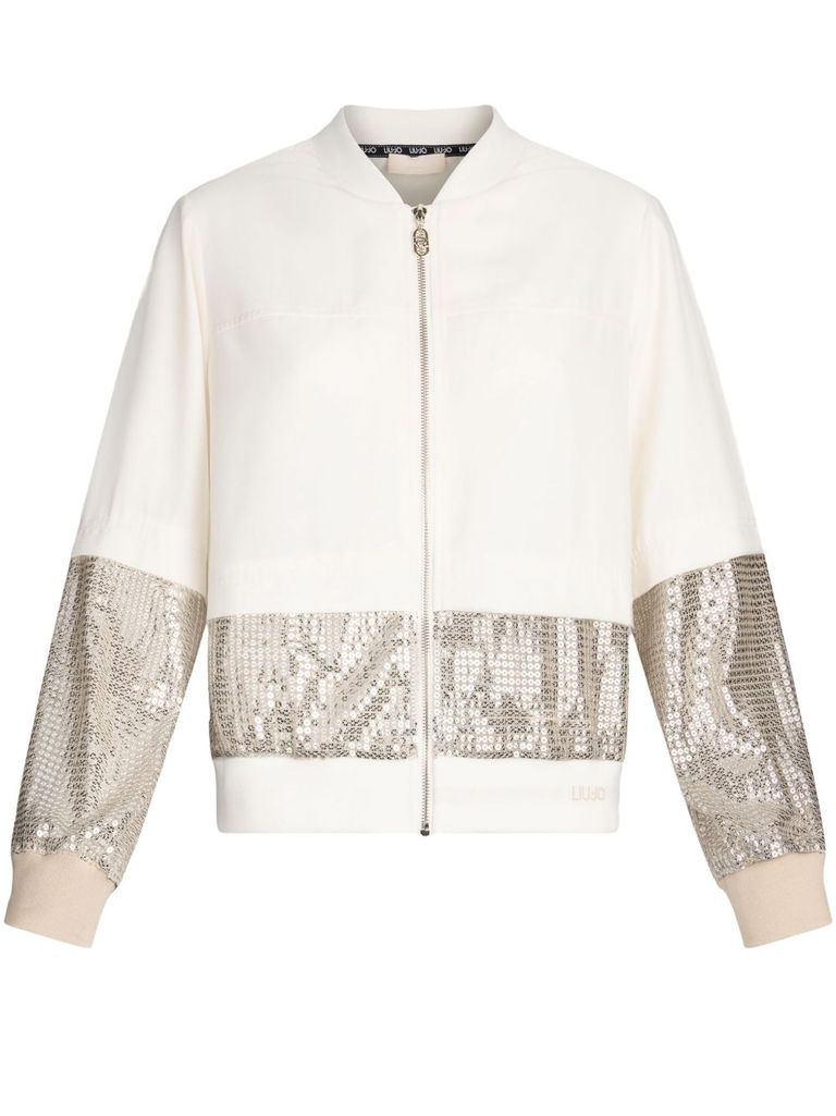 LIU •JO WHITE BOMBER WITH SEQUINS 