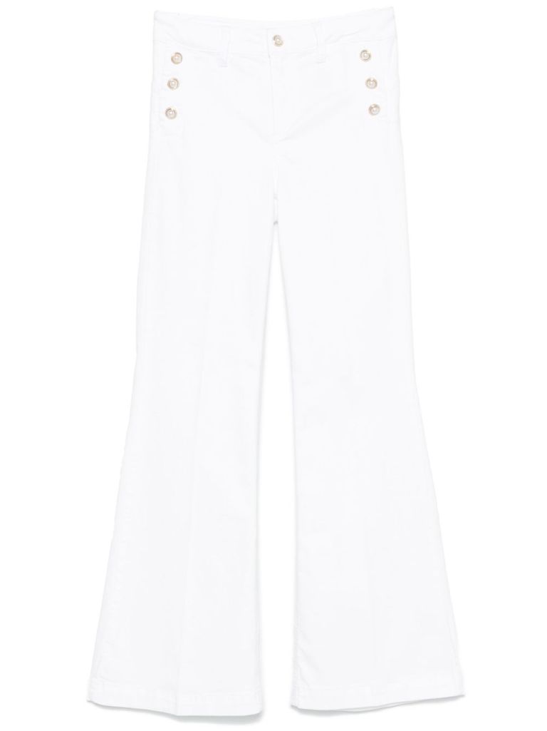 LIU •JO LONG WHITE JEANS WITH BUTTONS 