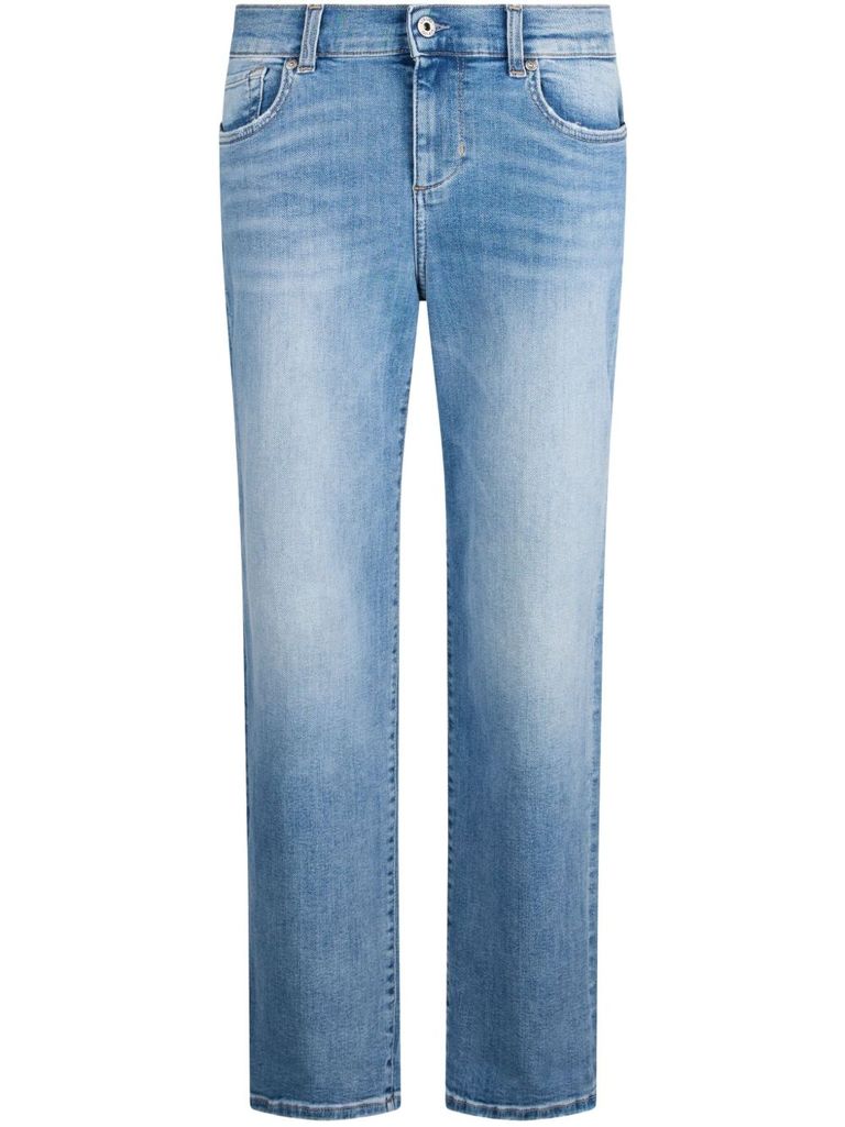 Liu •jo Long Flared Stretch Cotton Jeans In Blue