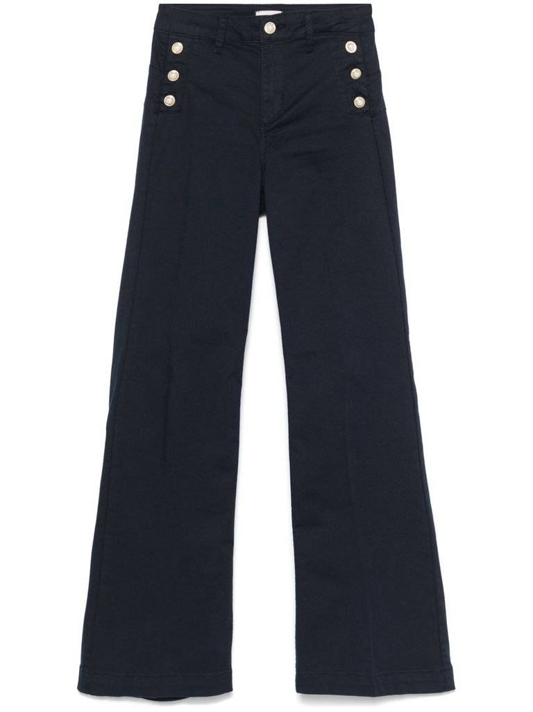 LIU •JO LONG BLUE DENIM JEANS WITH BUTTONS 