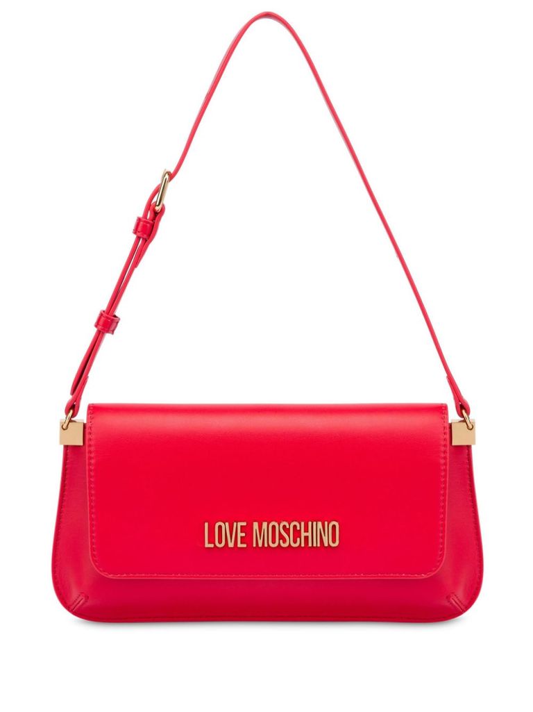 Love Moschino Red Faux Leather Shoulder Bag With Logo Lettering In Red