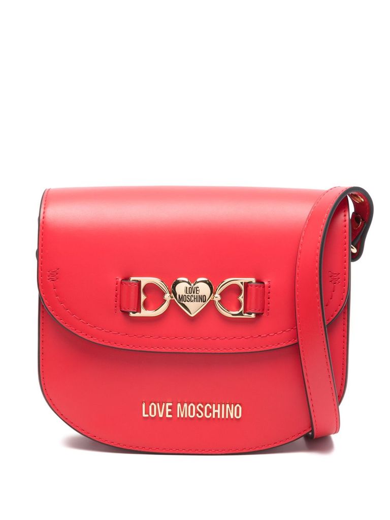 Love Moschino Red Crossbody Bag With Heart Plaque In Red