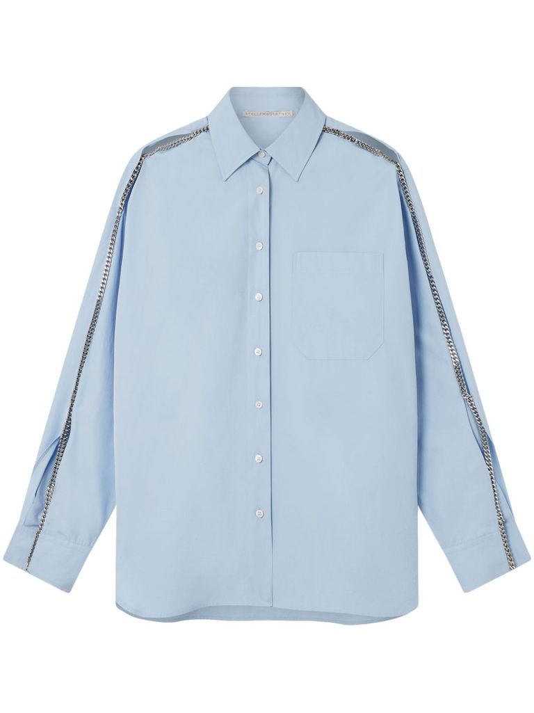 Stella Mccartney Light Blue Cotton Shirt With Chain Detail In Blue