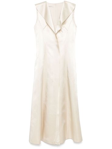 PHILOSOPHY DI LORENZO SERAFINI - Satin flared long dress with V-neck