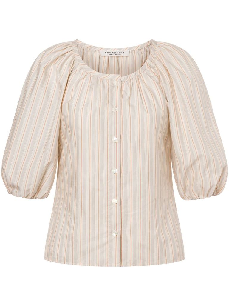 Shop Philosophy Di Lorenzo Serafini Striped Blouse With Buttons In Beige