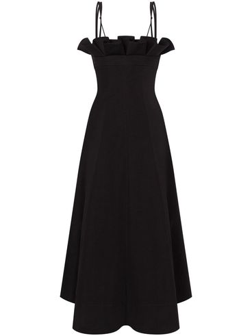 PHILOSOPHY DI LORENZO SERAFINI - Black flared long dress with straps