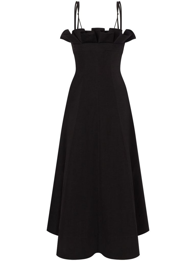 Shop Philosophy Di Lorenzo Serafini Black Flared Long Dress With Straps